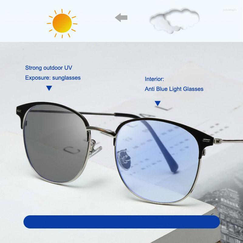 

Sunglasses Feishini Anti Blue Light Glasses Women Oval Blocking Filter Reduces Eyewear Strain Clear Pochromic Men PolarizedSunglasses