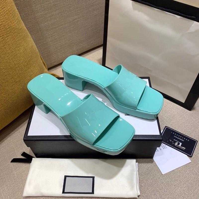 

Fashion Beach Slippers Summer Women's Shoes Thick Heels Semi Luxury Fashion High Heels Sandals 35-41 Button Process 211, Red