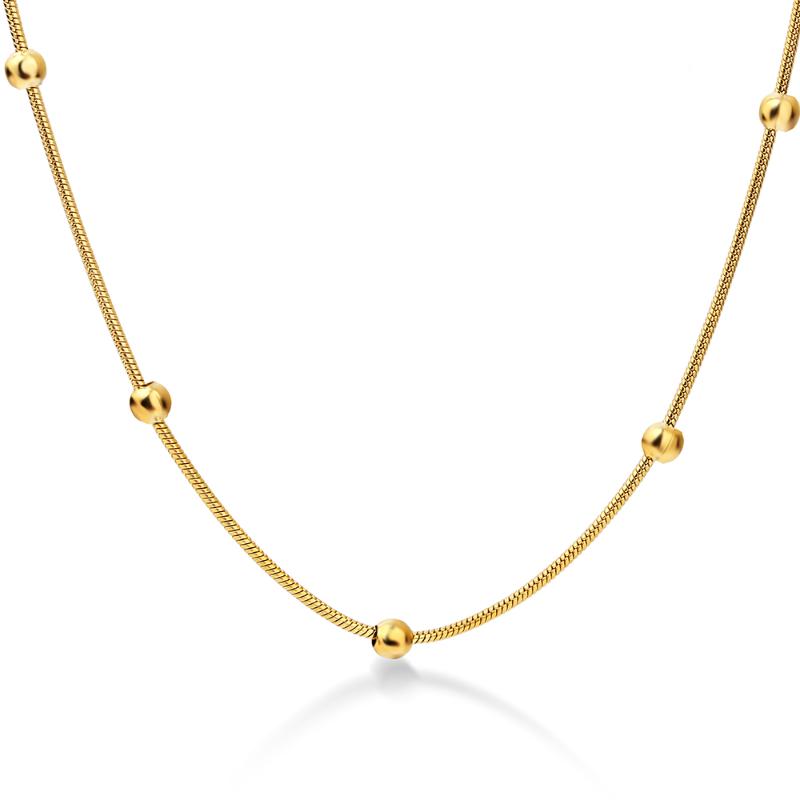 

Chains 316L Stainless Steel Gold-color Round Ball Pendant Necklace Link Chain Fashion Jewelry For Women Or Men Drop