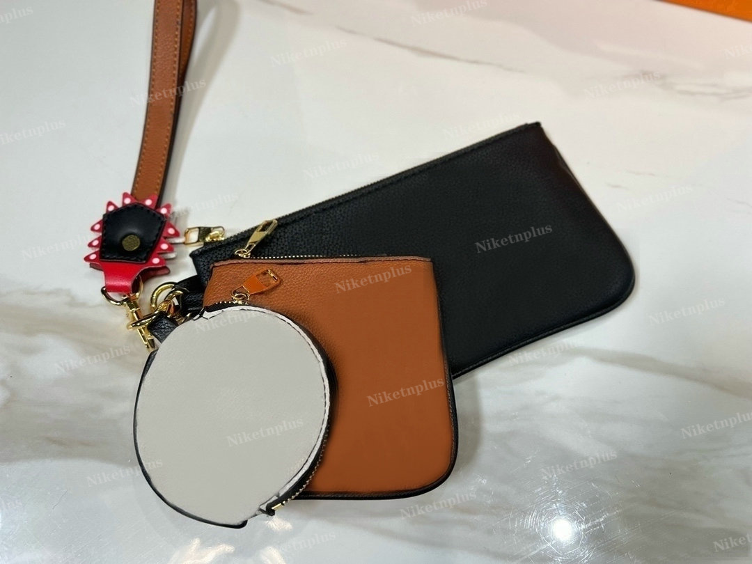 

Mini Trio Clutch Bag 3 in 1 Circle Zipper Giant Flower Letter Coin Purse Small Wallet Key Pouch Cardholder bags