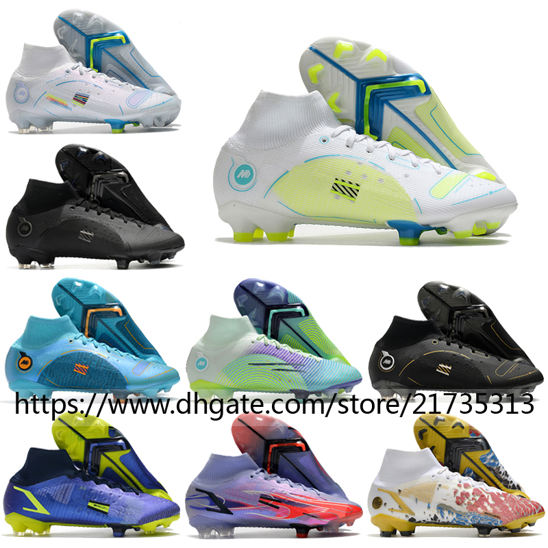 

Football Boots Mercurial Superfly 8 Elite FG Men Soccer Shoes Dream Speed 5 High Ankle White Purple Champagne Blue Black Green Gold Cleats Size US6.5-12