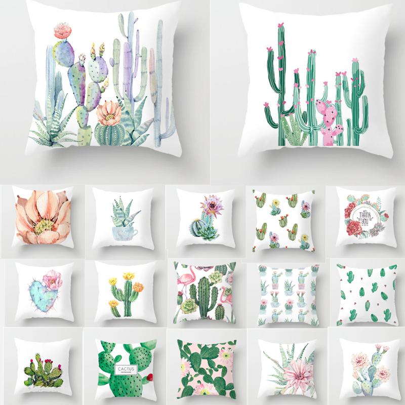 

Pillow Case Summer Tropical Cactus Plant Series Soft Velvet Home Decor Pillowcase Car Couches Sofa Cushion Cover Textiles