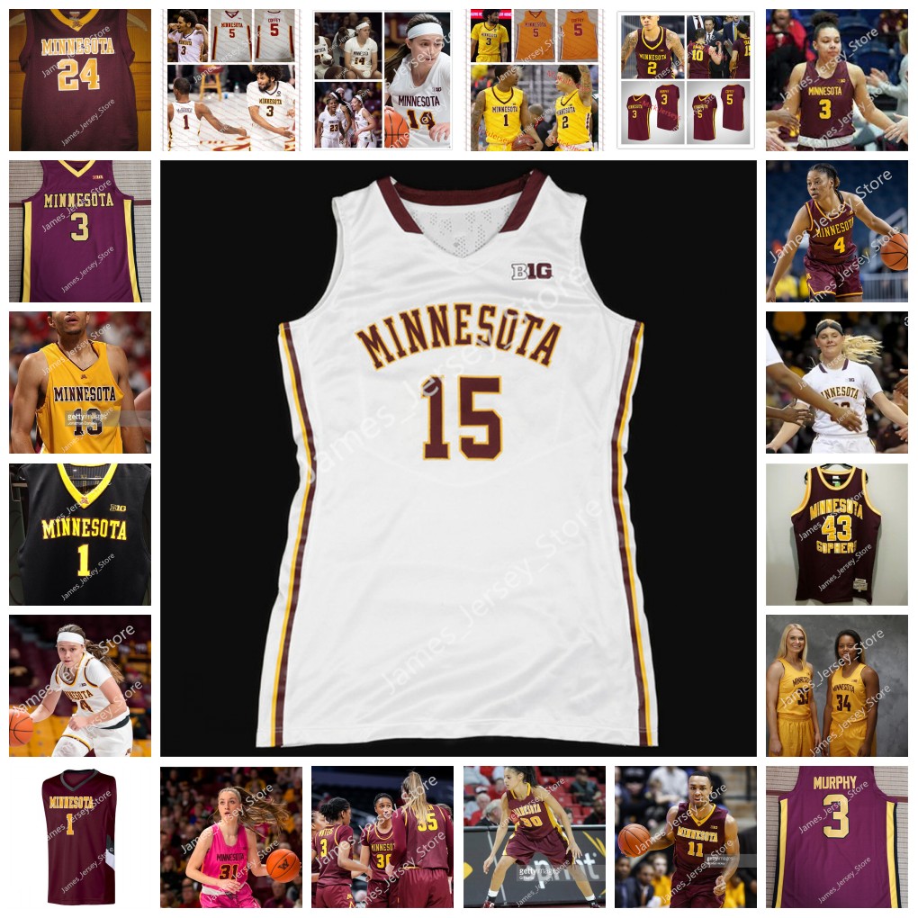 

NCAA Custom Minnesota Golden Gophers Basketball Jersey 23 Katie Borowicz 25 Klarke Sconiers 30 Kadi Sissoko 35 Bailey Helgren 43 Grace Cumming 3 Deja Winters jerseys