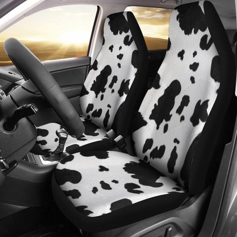 

Car Seat Covers Cow Farmer (Set Of 2) Universal Front And Suv Custom Protector Accessory