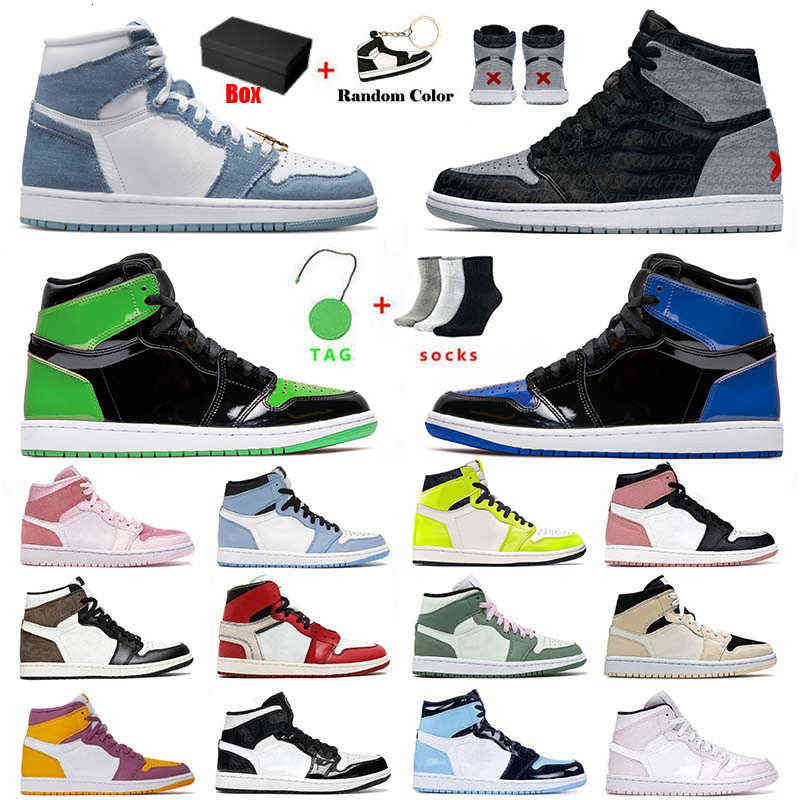 

Mens Womens Jumpman 1 1s Basketball Shoes Denim Patent University Blue Cactus Panda Visionaire Dutch Green Pink Mid Carbon Fiber QWII