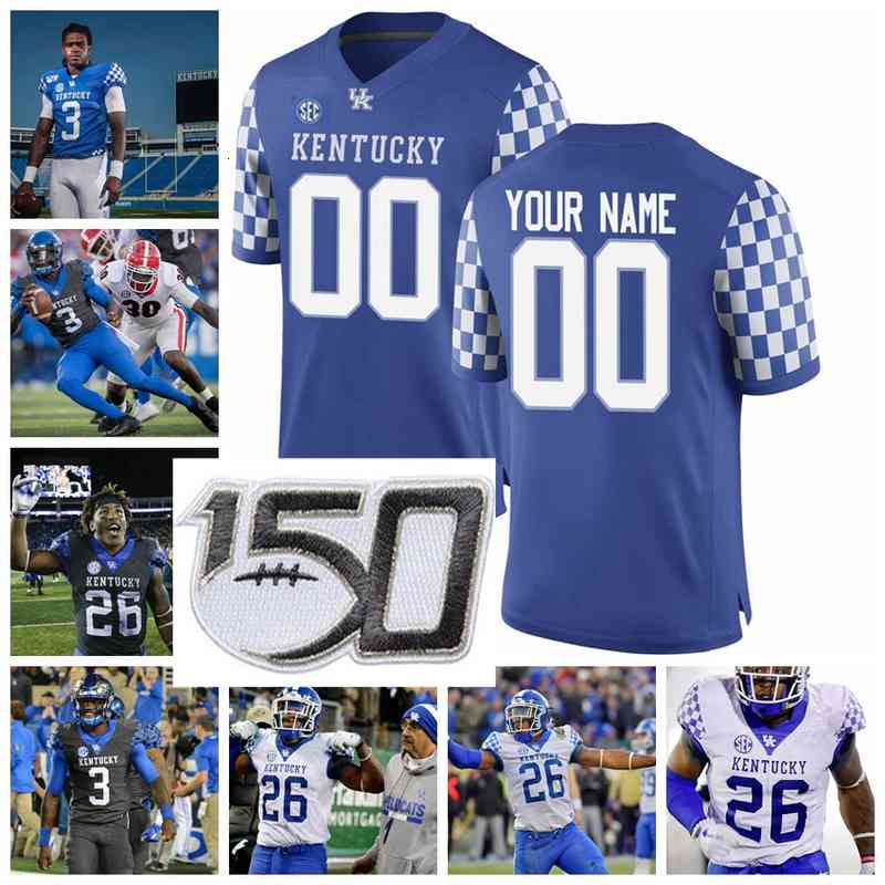 

Rare Kentucky Wildcats College Football Jerseys 85 Bryce Oliver 12 Chance Poore 22 Chris Oats Josh Allen Dermontti Dawson Custom Stitched, Wildcats mens blue with 150th