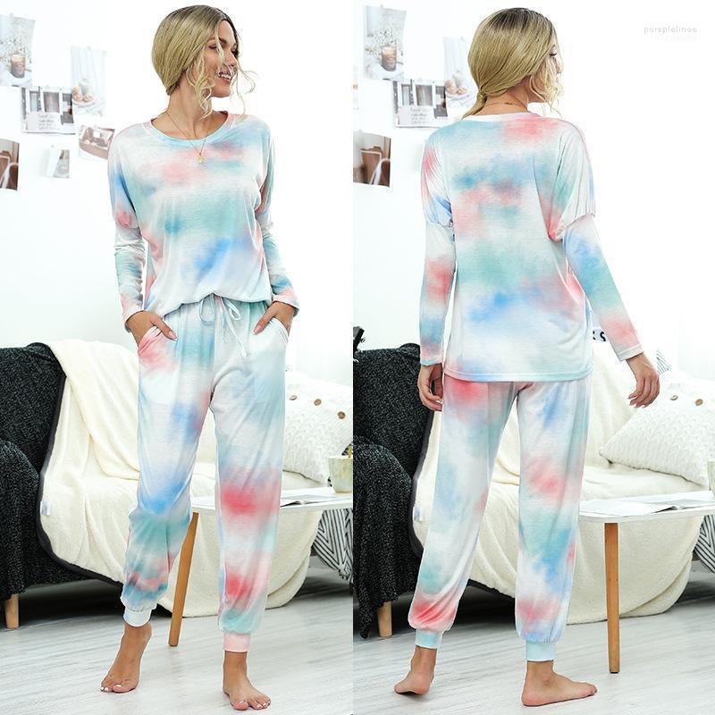 

Leisure Women' Outdoor Activity Tie-dye Suit Family Printed Sports Pajama Holiday Autumn Spring Summer 2022 2 Piece Sets Tracksuits, Pink