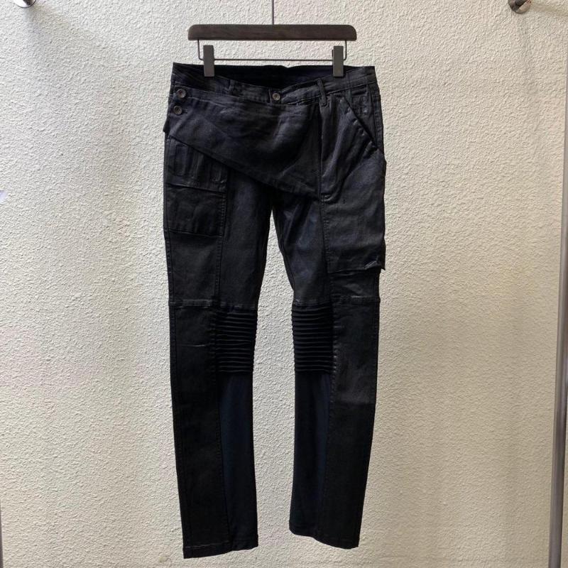 

Men' Jeans Owen Seak Men Oil Wax Denim Classic Gothic Men' Clothing Coated Summer Straight Hip Hop Women Solid Pants Size XLMen, Black