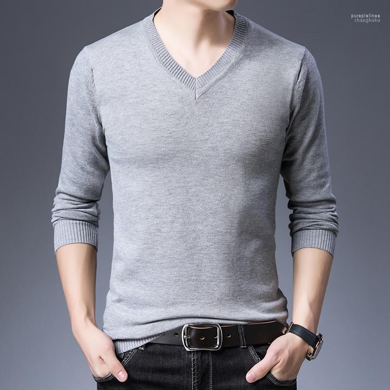 

Brand Men Sweater 2022 Winter Thicken Warm High Quality Solid Color Knitted V-neck Sweaters Plus Size 3XL Men's, Black