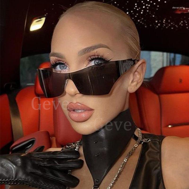 

Sunglasses Unique Oversized Women Rimless Steampunk Mirror Men Fashion Goggles Shades UV400Sunglasses