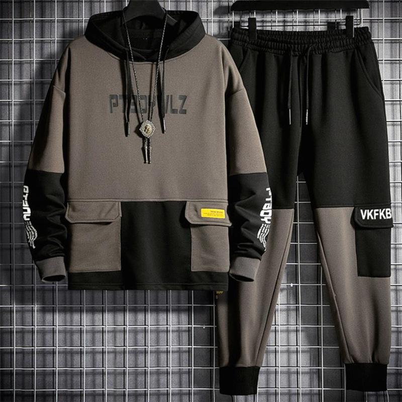 

Men's Tracksuits Tracksuit Casual Sports Suit Set Two Pieces Mens Sportswear Sweatshirt + Long Pants, Khaki
