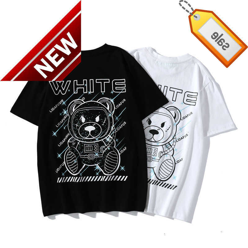 

White 2022 Fashion Summer Off Co Branded Violent Bear Arrstyle Short Sleeve Unisex Loose T-shirt
