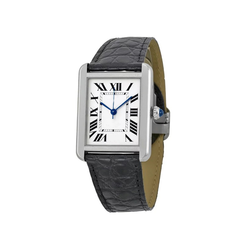 

Quartz Men Women Gold Silver White dial Black Leather Watch Rome Dial