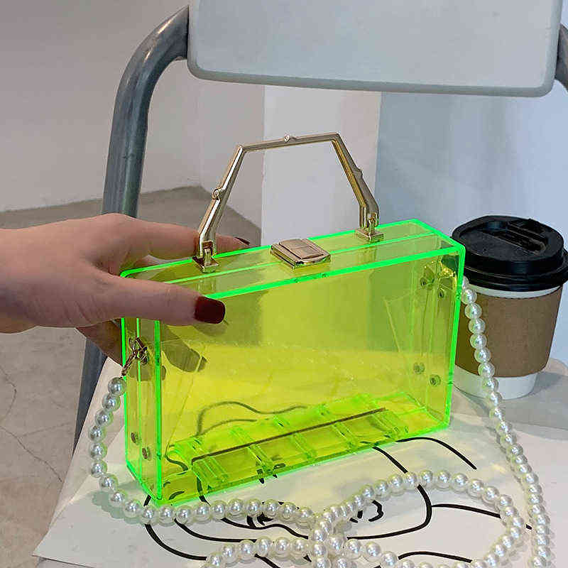 Sacs de soirée Sac à bandoulière Designer Femmes Jelly Transparent Fourre-tout Luxe Perle Chaîne Sacs à main Acrylique Petits sacs à bandoulière