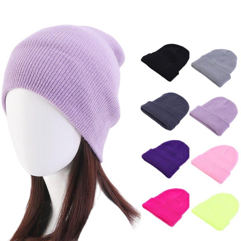 

Berets Solid Unisex Winter Autumn Skullies & Beanies Knitting BonnetsBerets, White