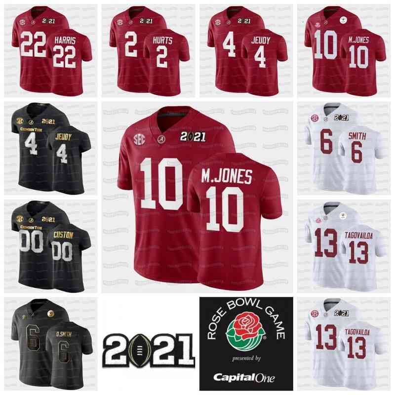 

Alabama Crimson Tide 2020 National Champions 13 Tua Tagovailoa Mac Jones DeVonta Smith Najee Harris Jaylen Waddle Jalen Hurts NCAA Jersey, 8 john metchie iii red
