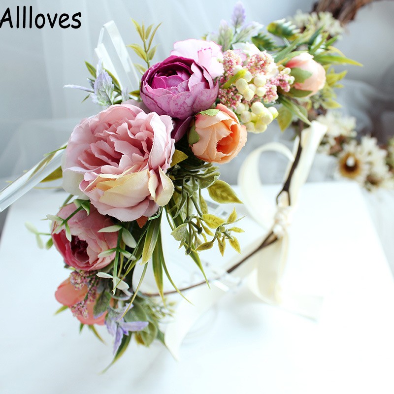 

Rustic Floral Brides Crowns Headpieces Outdoor Wedding Kids Girls Garlands Headwear Hiarband Artificial Flowers Boho Country Hair Accessories Fashion AL8225