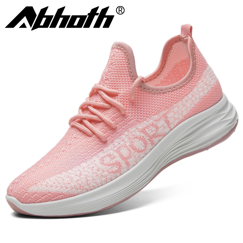 

Abhoth Light Breathable Women Casual Shoes Comfortable Soft Mesh Lined Sneakers Non-slip Height-increasing Outdoor Sports Shoes, Pink