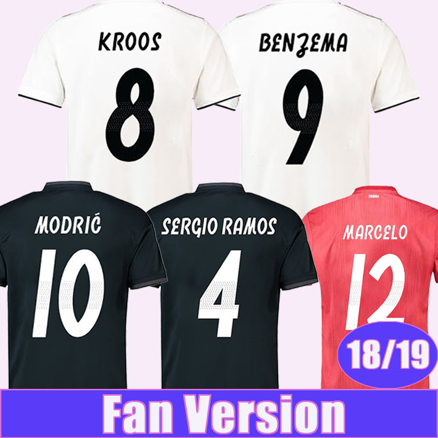 

2018 19 ASENSIO Soccer Jerseys MODRIC SERGIIO RAMOS KROOS Mens Home Away 3rd Football Shirts BENZEMA MARCELO ISCO Short Sleeve Uniforms, Qm2558 1819 away