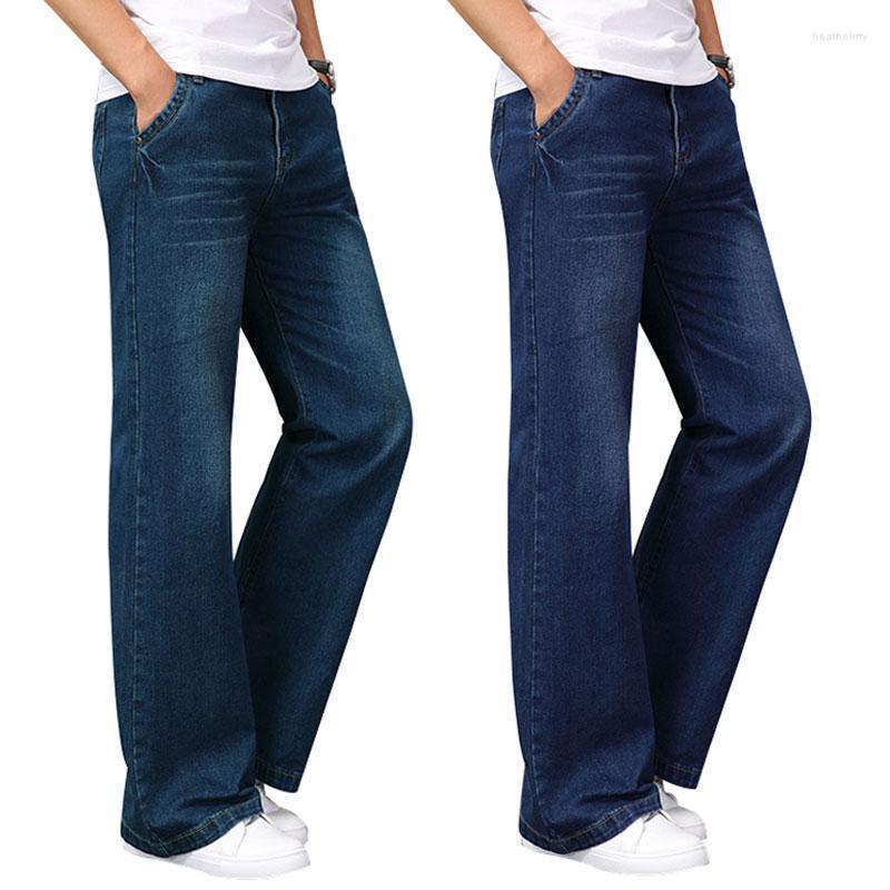 

Men's Jeans Spring Big Flared Mens Boot Cut Denim Pants Loose Fashion Clothing Designer Classic Blue Black Trousers Large Size 28 - 40Men's