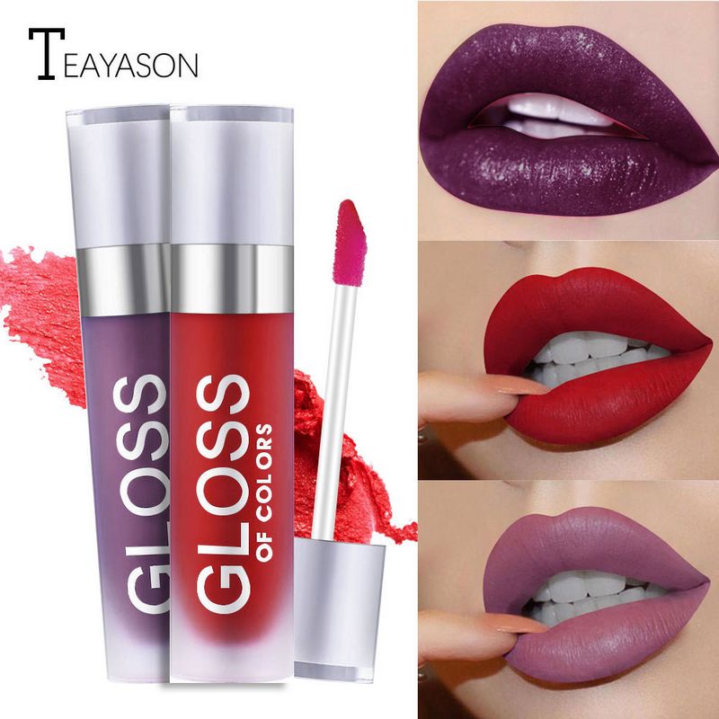 

Matte Long Lasting Waterproof Lip gloss Makeup Liquid Lipstick 15 Colors Brown Nude Chocolate Color lip Balm, As shown