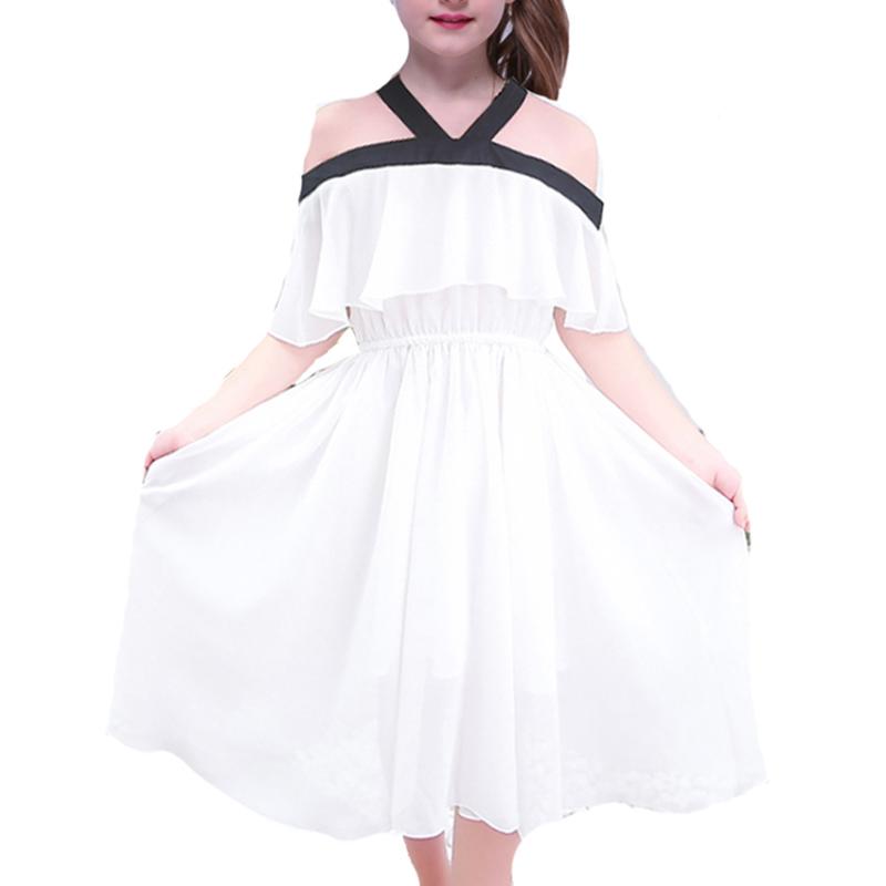 

Girl's Dresses Summer Long Girls Dress 2022 Baby Kids Fashion Bohemian Casual Beach Clothes Shoulderless OutfitsGirl's, Black