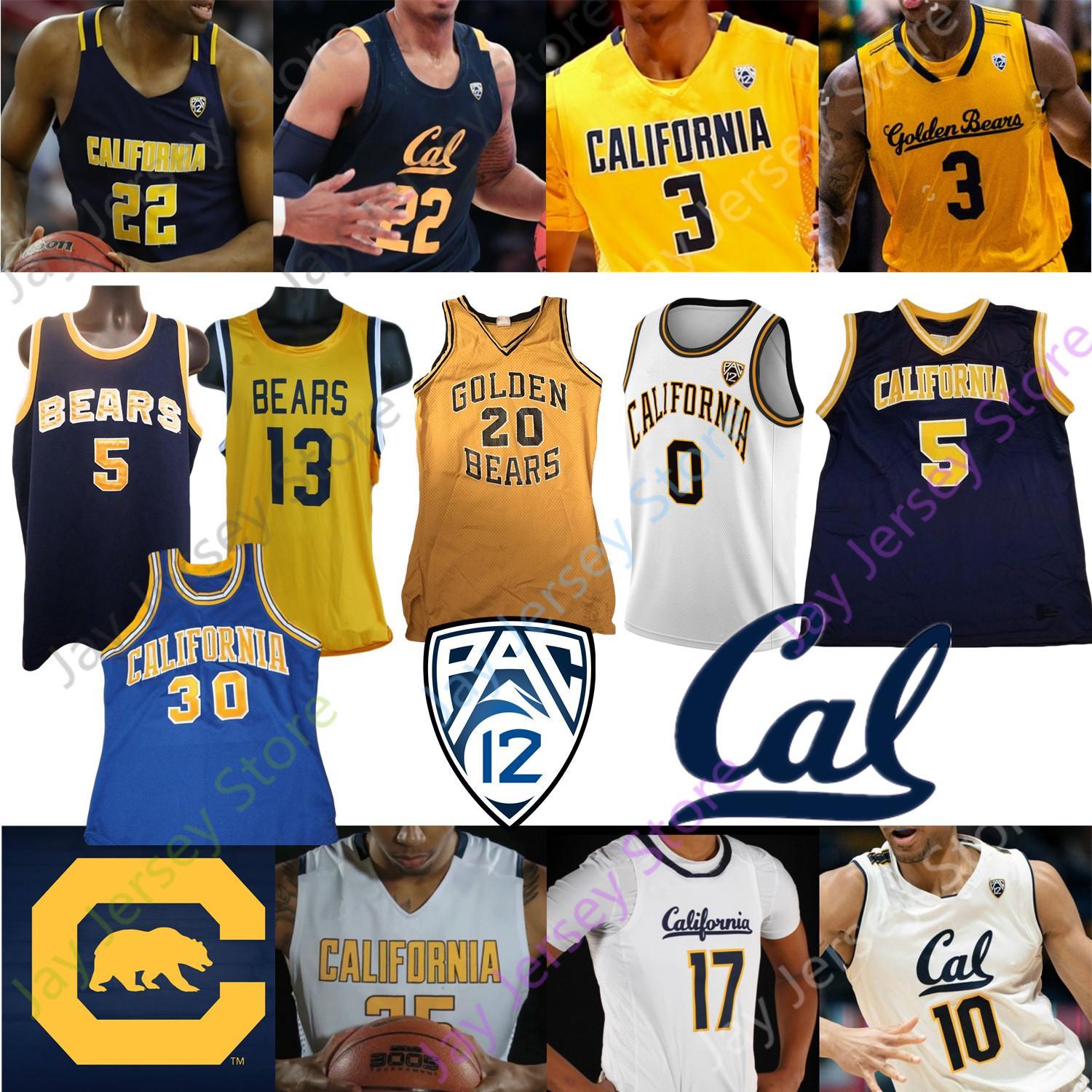

California Golden Bears Basketball Jersey NCAA College Brown Jason Kidd Bradley Austin South Anticevich Abdur-Rahim Johnson Anderson Crabbe, Navy