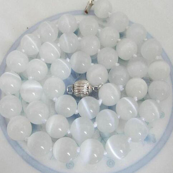 

Natural 10mm White Opal Round Beads Gemstone Necklace 18" AAA