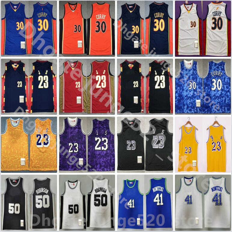 

Retro Basketball Jersey Stephen Curry 30 Dirk Nowitzki 41 David 50 Robinson LeBron #23 James Colour White Black Blue StitchedNba's Jerseys, Picture