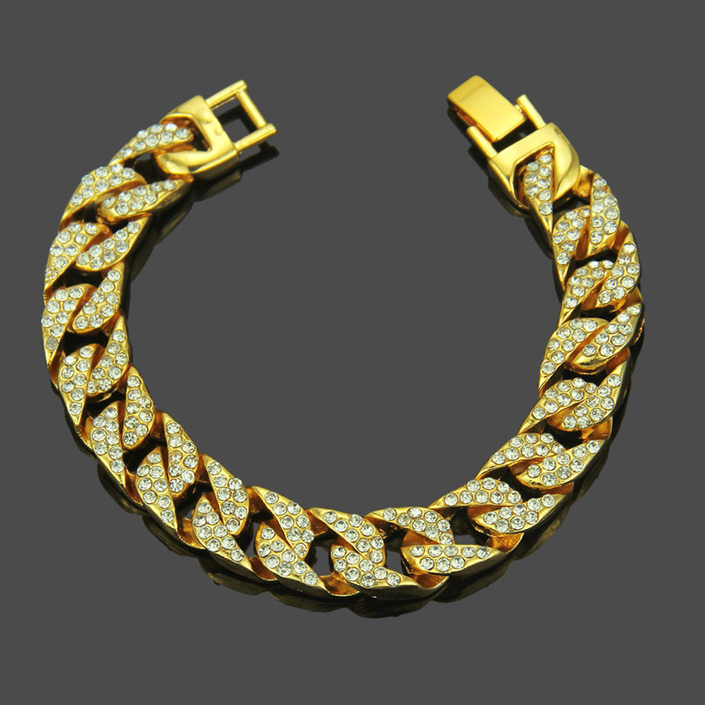 

Hip hop diamond Cuban Bracelet men's bracelet domineering cool trendy Bracelet Yiwu