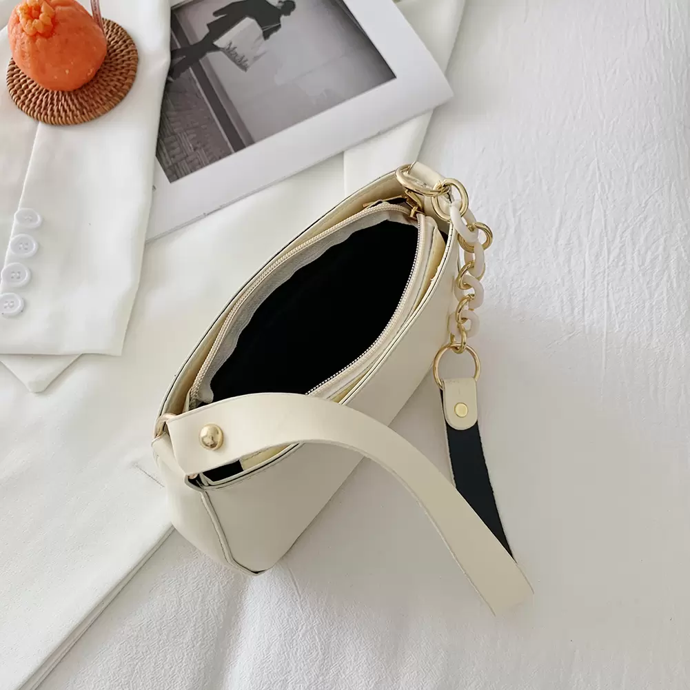

Women Simple Pure Color Fashion PU Leather Shoulder Underarm Bags Casual Solid Chain Small Handbags Ladies Daily Shoulder Bags