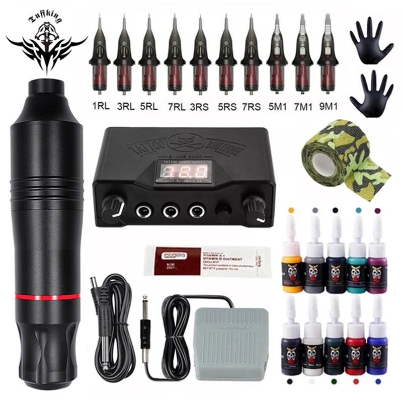 

Tattoo Machine Kits Tattoo Power Supply Rotary Pen With Cartridges Needles Permanent Makeup Machine For Tattoo Beginners Artist 220728