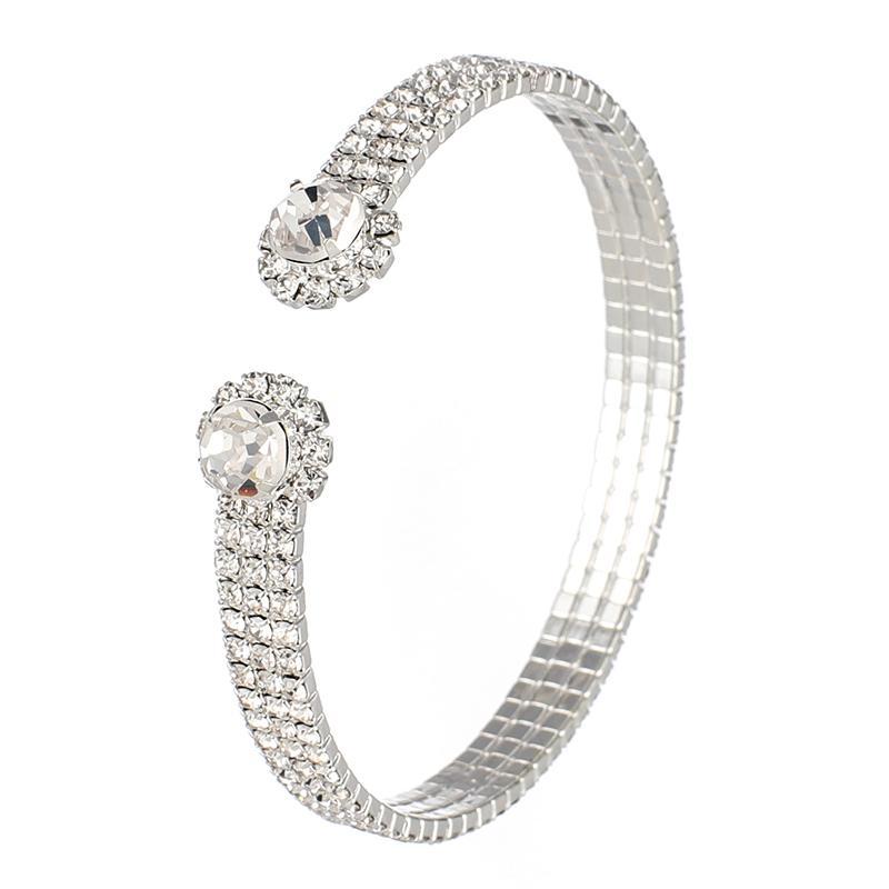

Bangle Luxury 3 Row Crystal Bracelet Women's Stretch Wedding Party Bridesmaid Gift Marriage Jewelry B278Bangle