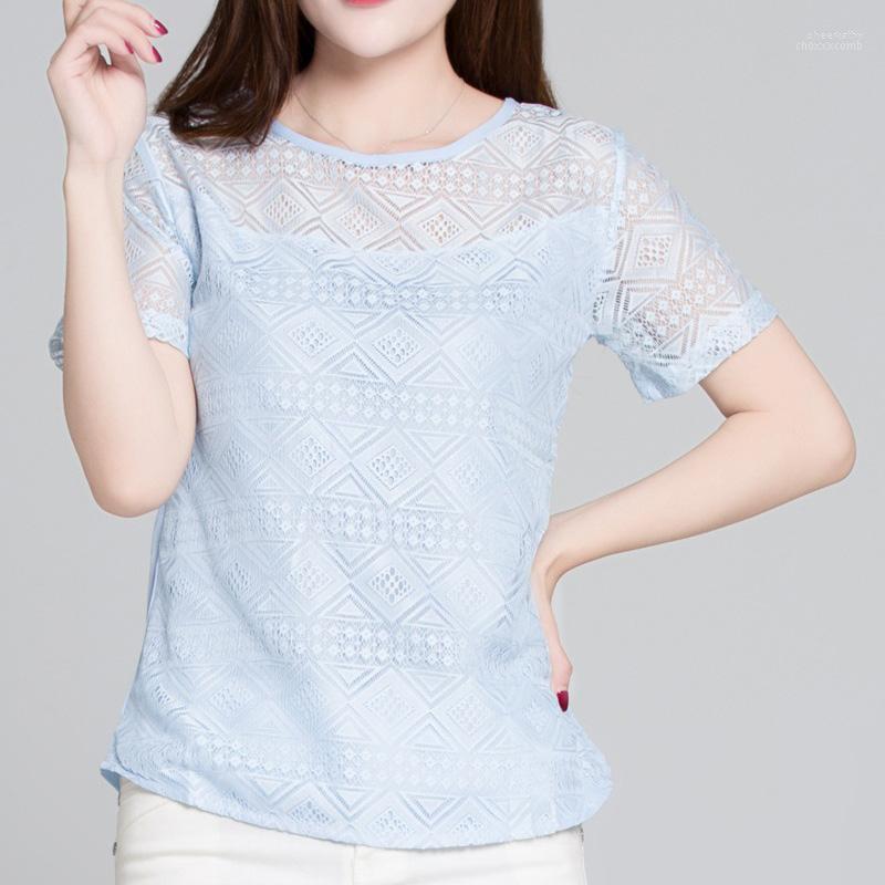 

Women's Blouses & Shirts Women Clothing Chiffon Blouse Lace Crochet Female Korean Ladies Blusas Tops Shirt Elegant White Slim Fit Chee22