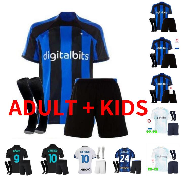 

2022 2023 LUKAKU Inter Milans soccer jerseys CORREA DZEKO GIROUD BARELLA LAUTARO SKRINIAR BELLANOVA DE VRIJ 22 23 home away football shirt uniforms men kids kit sets, Inters 3rd +pacth