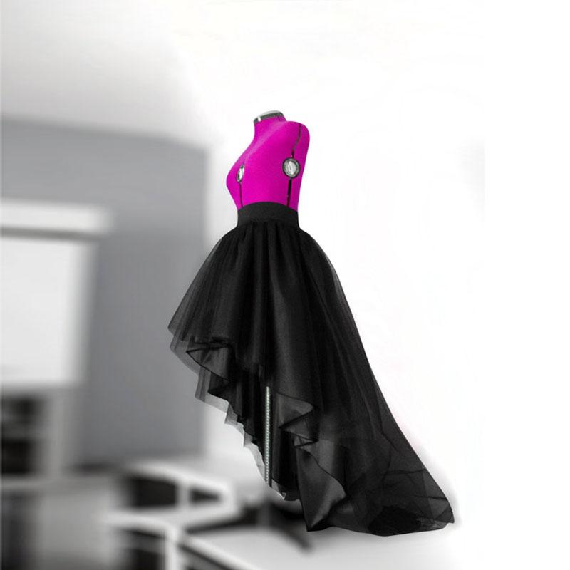 

Skirts Real Po High Low Tulle Skirt Asymmetrial Tutu Layer Wedding Waist Pleated Prom Woman Saia LongaSkirts, Lavender