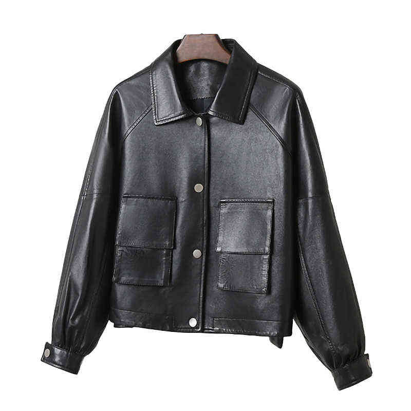 

Women Genuine Leather Jackets Lady Fashion Oversize Jackets Genuine Sheepskin Full Sleeve Turn Down Collar Jackets CL4040 J220727, Camel