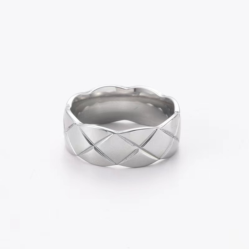 

Luxury titanium steel silver love ring men and women Lozenge Rings for lovers fashion couple ring gift