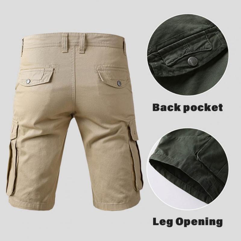 

Men's Shorts Casual Men Cargo Mid Waisted Summer Trousers Buttons Knee Length PantsMen's, Blue