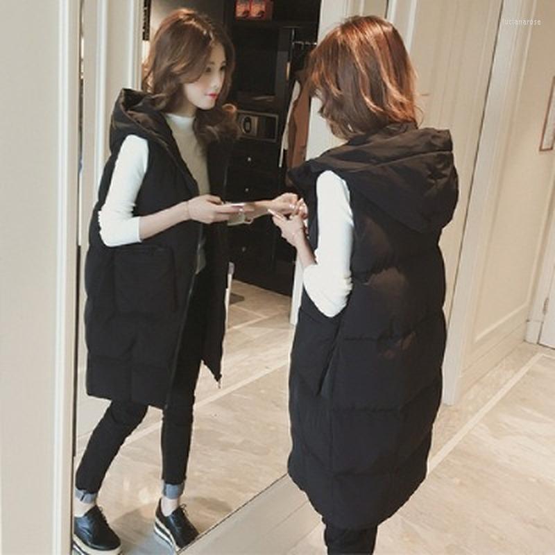

Women's Vests Fashion Winter Vest Women Warm Sleeveless Jacket Casual Down Long Slim Solid Cotton Padded Waistcoat Gilet Femme Luci22, Black