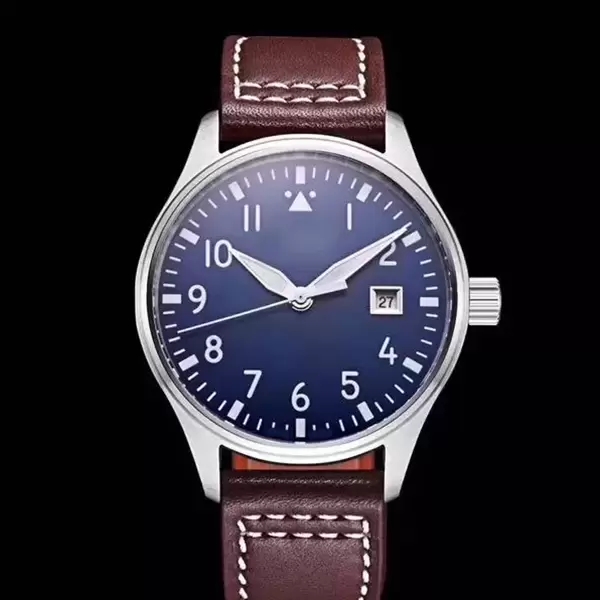 

Automatic Mechanical men's watch Pilot MARK XVIII IW327004 40mm blue Dial brown Leather Strap Mens Watches, Make waterproof