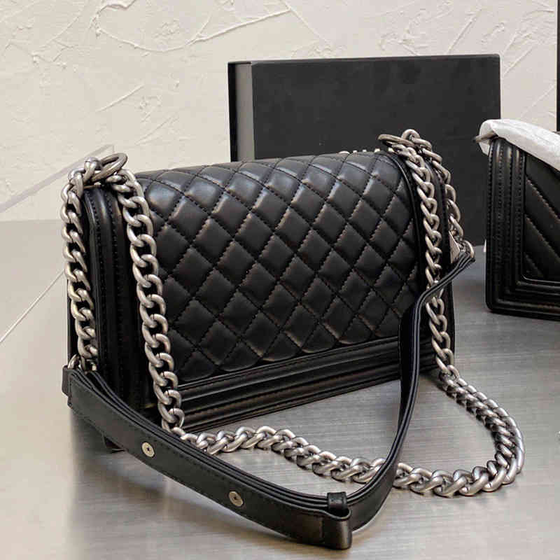 

7A Classic Women Bags Small Flap Genuine Leather Lambskin V-stitch Quilted Interwoven Chain Crossbody Shoulder Designer Aged/Gold Hard, Box