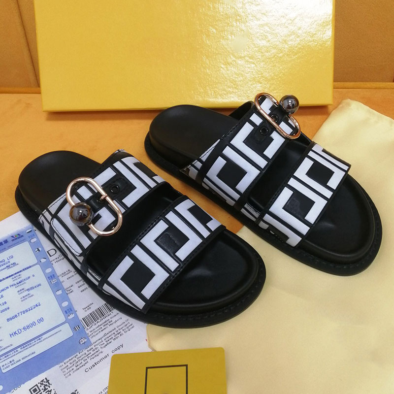 

Mens or Womens Slippers Double Laces Flat Sandals Fashion Classic Casual Versatile Couples Slippers White Letters Upper Decorative Designer Top Quality, Shipping supplement