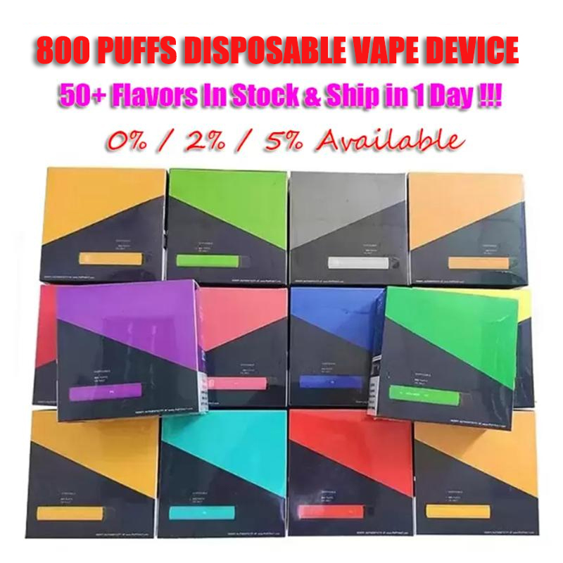 

0% 2% 5% 800 PUFFS Disposable Vape Pod Electronic Cigarette 800 1600 Puffs Vapor Device 550 1000 mAh Battery Kit Prefilled Cartidge E Cigs