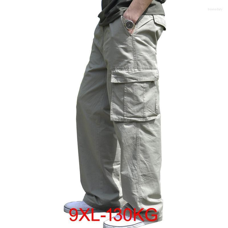 

Men's Pants Large Size Summer Men Cargo Cotton Pocket Big 8XL 9XL 3XL Autumn Loose Army Green Casual Safari Style PantsMen's Boun22, Thin