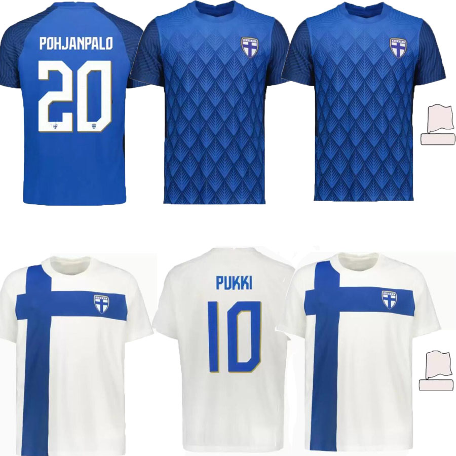 

2022 Finland National Team Mens Soccer Jerseys New PUKKI SKRABB RAITALA JENSEN LOD Home White Football Shirt Short Sleeve Adult Uniforms