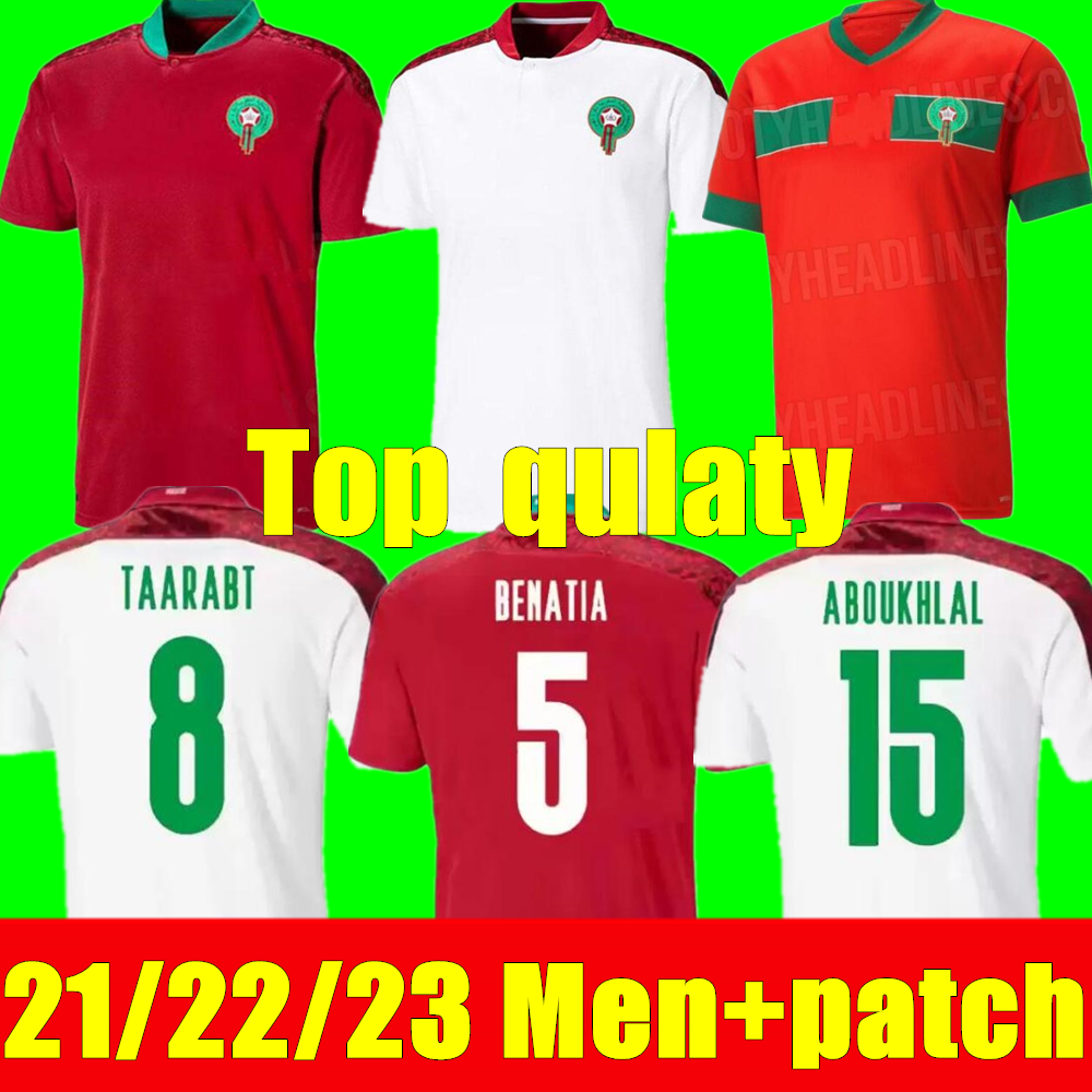 2022 2023 Maillots de football marocain HAKIMI ZIYECH Équipe nationale masculine 22 23 Édition spéciale Home Red Away Boufal Saish El- Arabi Fajr