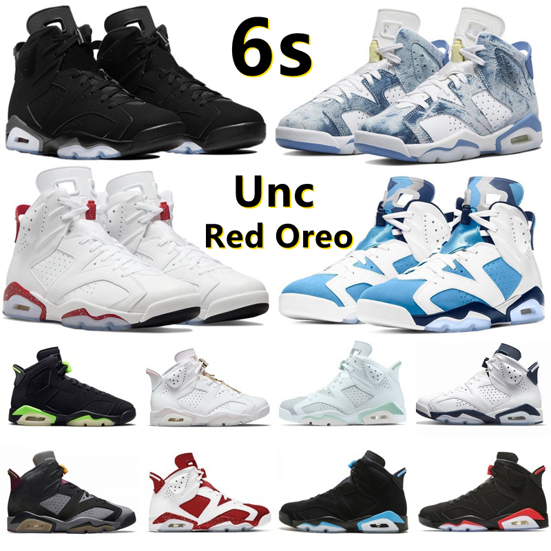 

6 6s Mens Basketball Shoes Sneaker Washed Denim Metallic Silver Georgetown UNC Red Oreo Electric Midnight Bordeaux Carmine Infrared Men Trainers Sports Sneakers, Pay for box
