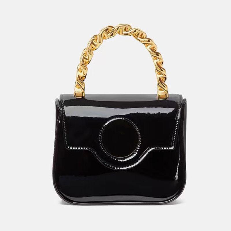 

Cowhide Crossbody Bag Plain Shoulder Bags Women Handbag Wallet Genuine Leather Head Portrait Hardware Fixed Chain Handle Detachable Strap Magnetic Hasp Closure, #1