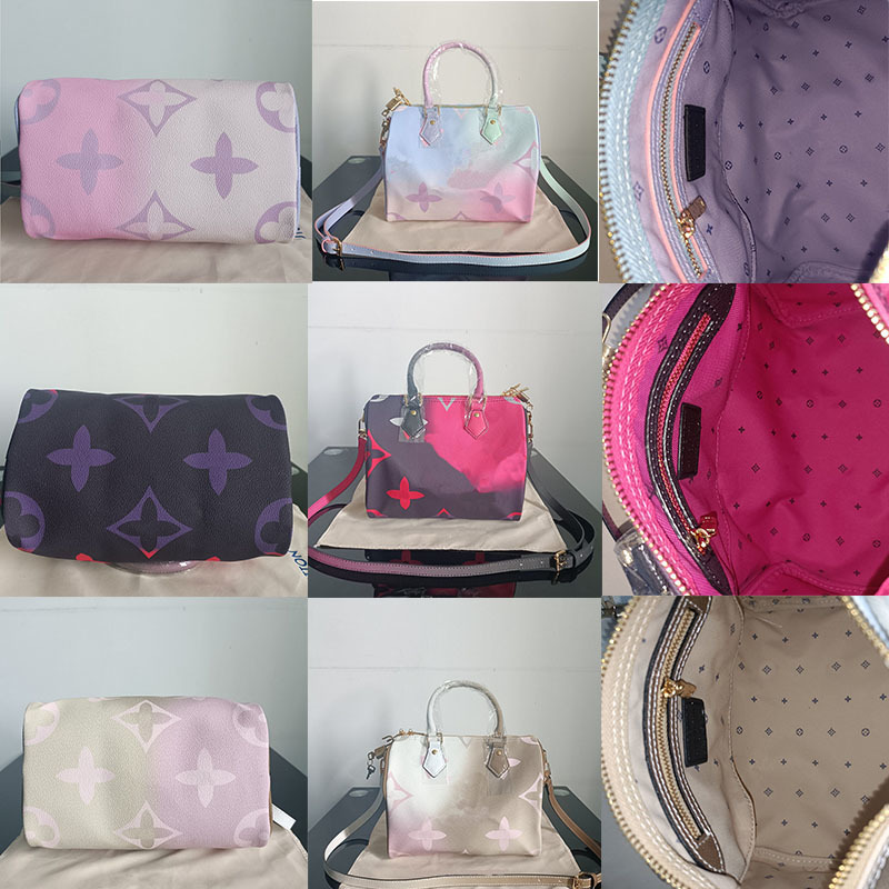 Shoulder Bags HH SPRING IN THE CITY Sunrise Pastel Onthego PM 25CM Totes Bag M59856 Colorful Womens On The Go COLLECTION Pink Coated